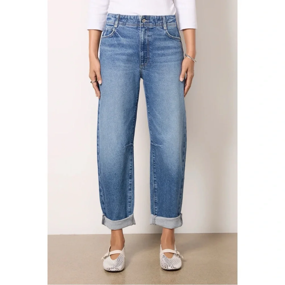 Paige Alexis Barrel Jeans 29 Ryland Denim Blue Casual Minimalist Classic Trendy - Picture 7 of 16